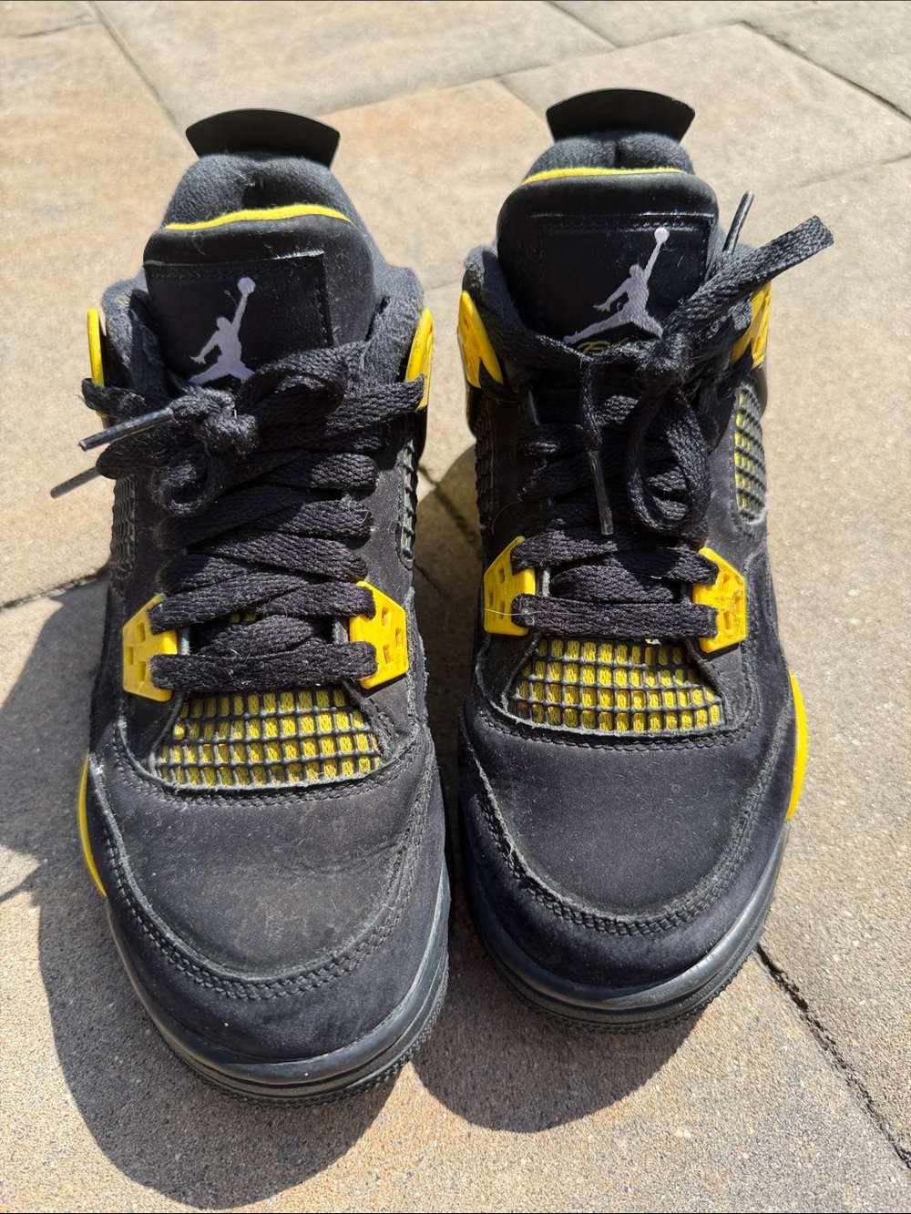 Jordan 4 Boys Retro Thunder Black and Yellow Sneakers